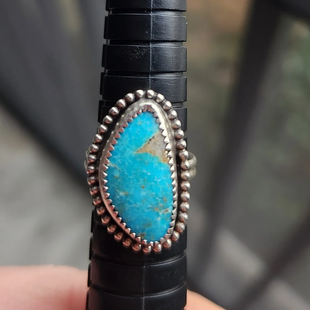 Handmade Sterling Silver 925 Sonoran Blue Turquoise Ring Size 5.25